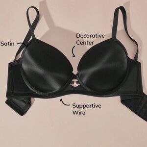 🆕 Luvlette 36D Full Coverage Dream Curve Satin Bra Black